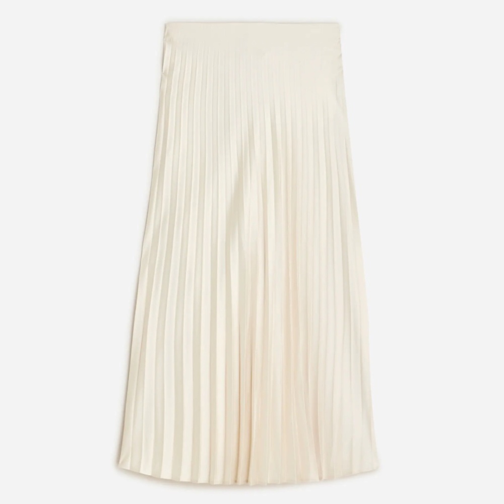 J. Crew Cream Pleated Midi Skirt